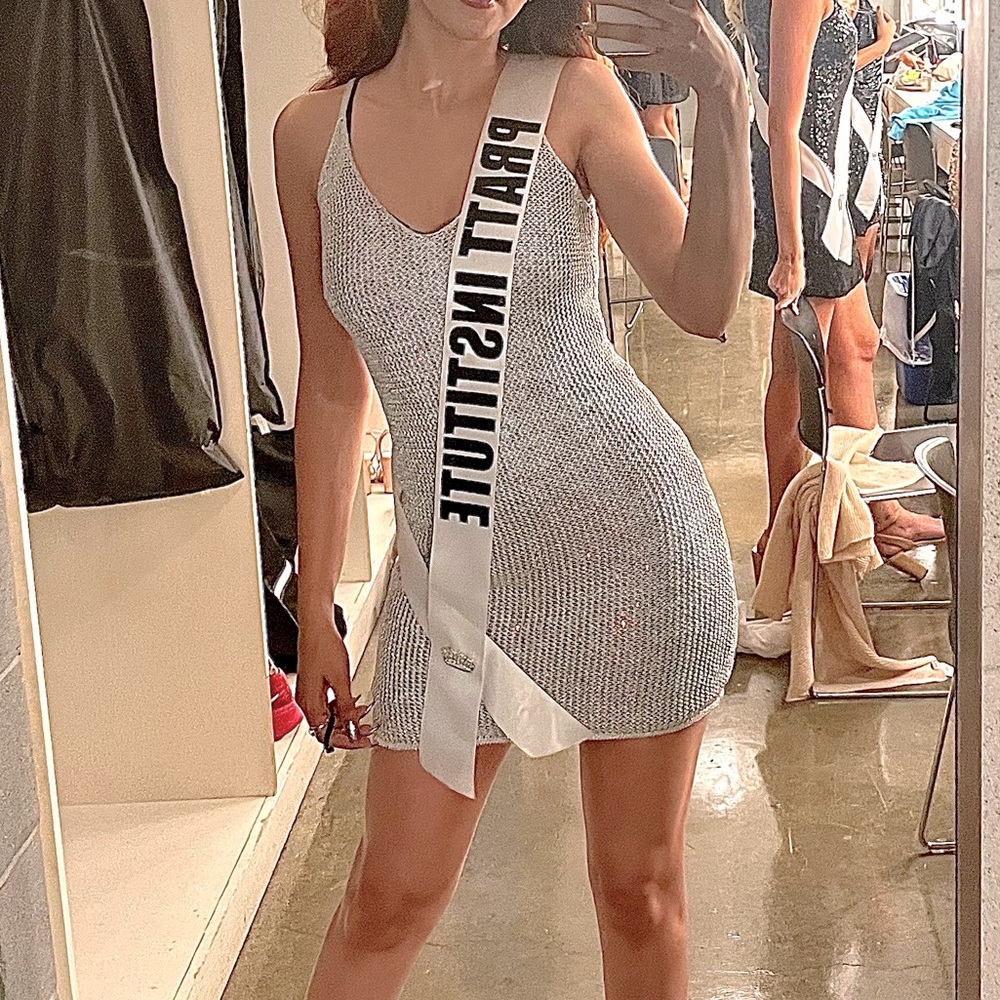 Kara silver net bodycon perfect for festivals club
